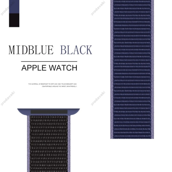 Нейлоновий ремінець Nylon loop 42mm/44mm/45mm для Apple Watch (Midnight Blue-Black)