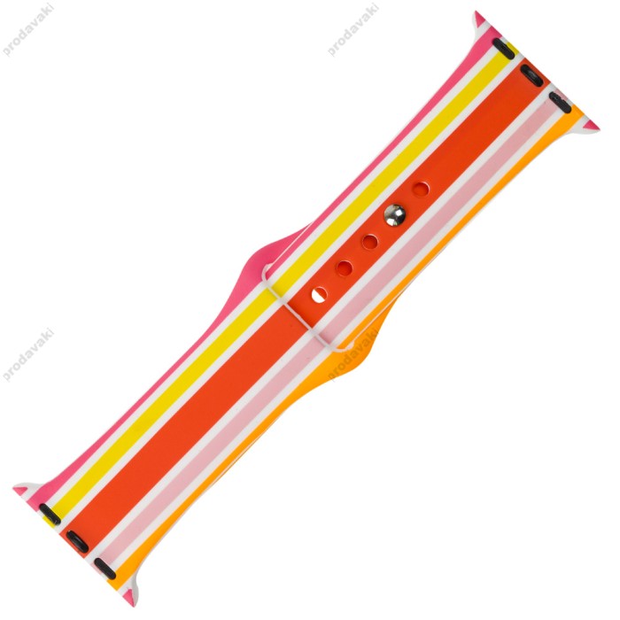Ремінець Sport Band для Apple Watch 38mm / 40mm / 41mm pink / yellow lines