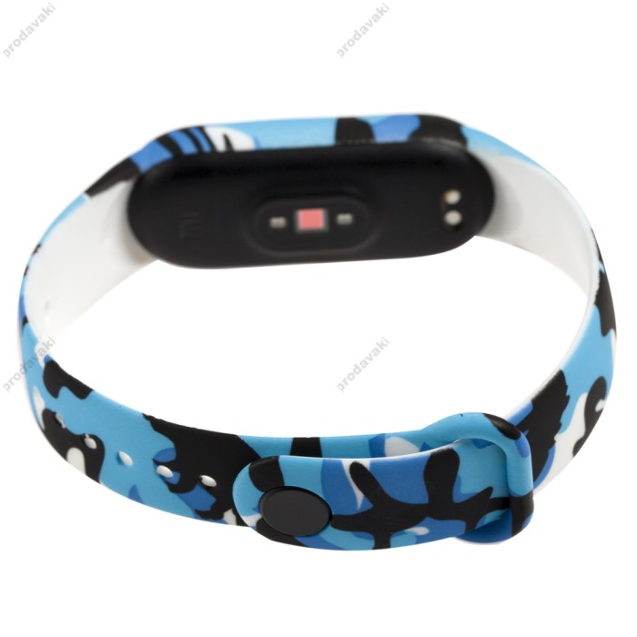 Ремінець для Xiaomi Mi Band 5 силіконовий хакі синій з білим