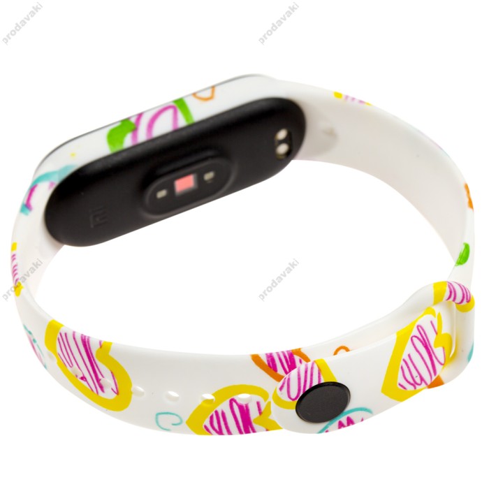 Ремінець для Xiaomi Mi Band 5 силіконовий білий із серцями