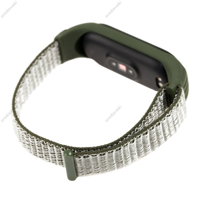 Ремінець для Xiaomi Mi Band 5 Nylon green army / white