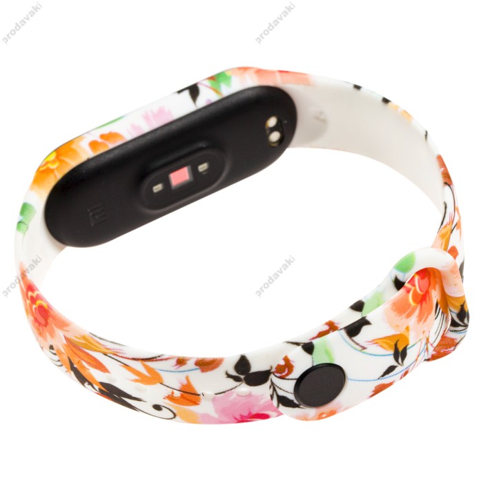 Ремінець для Xiaomi Mi Band 5 силіконовий квіти та листя