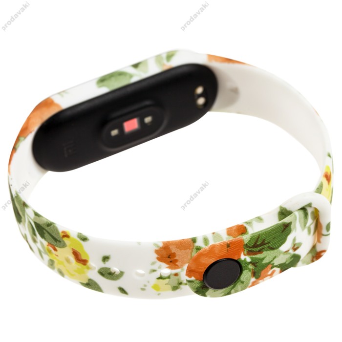 Ремінець для Xiaomi Mi Band 5 силіконовий зелене листя