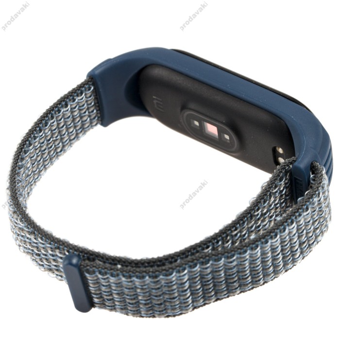 Ремінець для Xiaomi Mi Band 5 Nylon blue navy / white