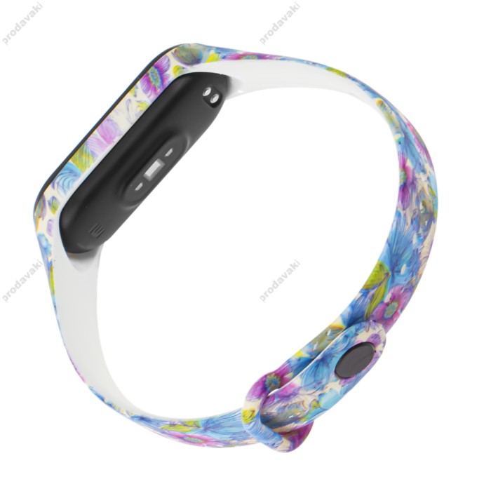 Ремінець для Xiaomi Mi Band 3/4 силіконовий "бузкові та блакитні квіти"