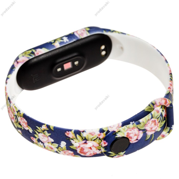 Ремінець для Xiaomi Mi Band 5 силіконовий blue-pink flowers
