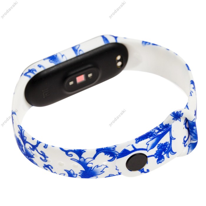 Ремінець для Xiaomi Mi Band 5 силіконовий синій візерунок / білий