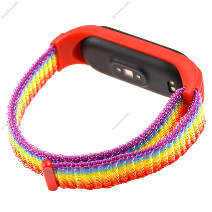 Ремінець для Xiaomi Mi Band 5 Nylon red/rainbow