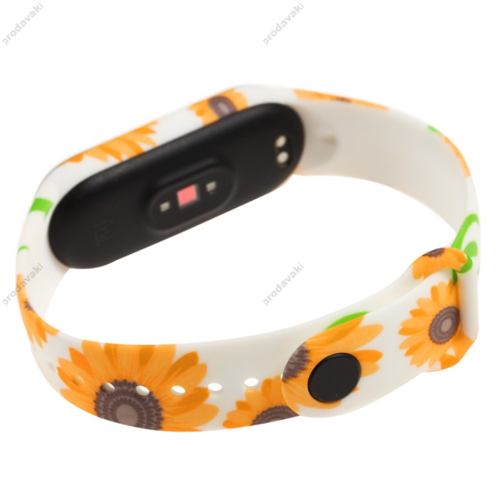 Ремінець для Xiaomi Mi Band 5 силіконовий оранжеві соняшники