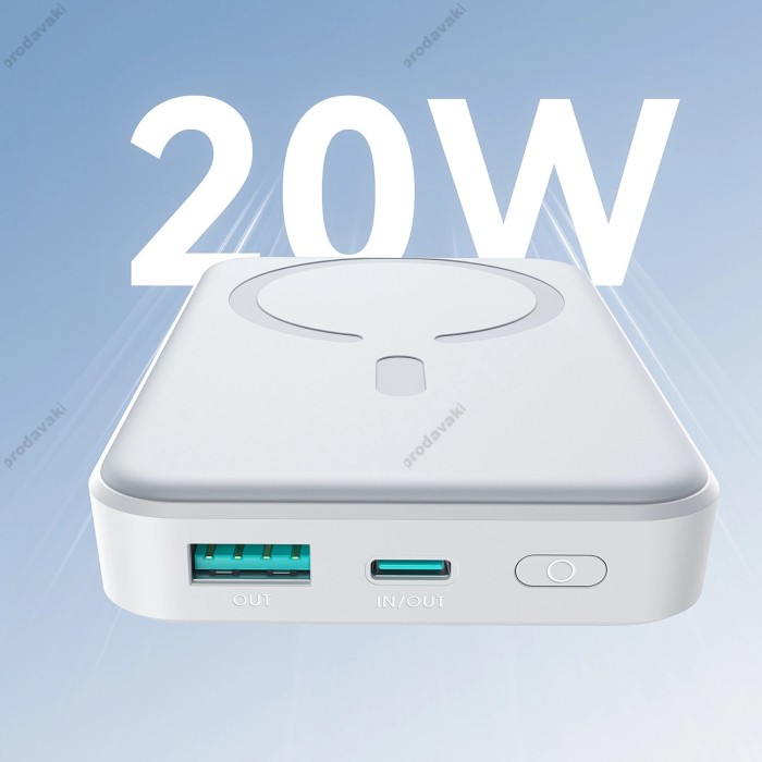 Повербанк портативний акумулятор Power bank Joyroom JR-W020 MagSafe магнітний 10000 mAh White