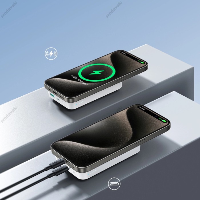 Повербанк портативний акумулятор Power bank Joyroom JR-W020 MagSafe магнітний 10000 mAh White