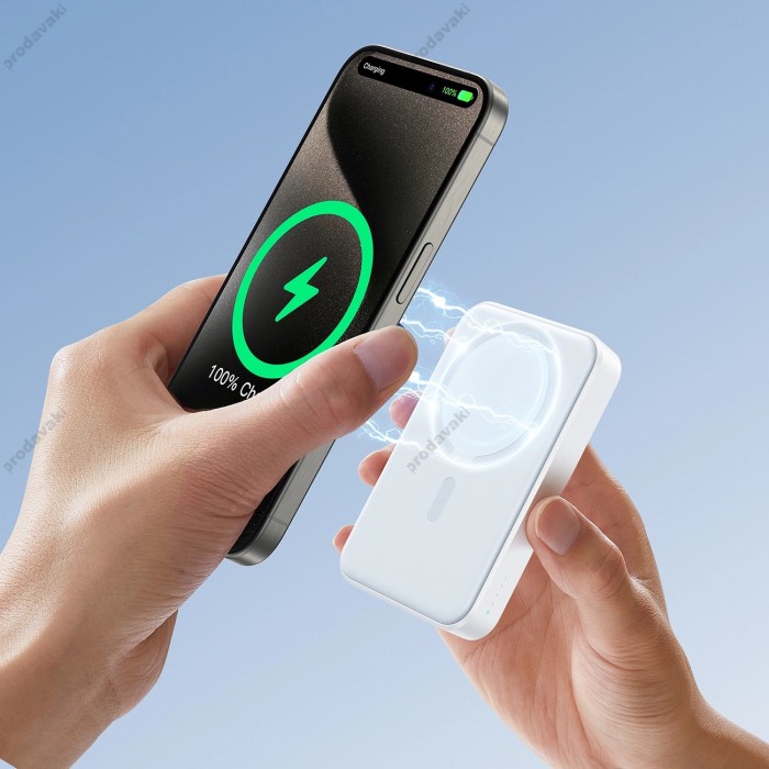 Повербанк портативний акумулятор Power bank Joyroom JR-W020 MagSafe магнітний 10000 mAh White
