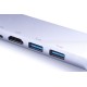 USB-Хаб ZAMAX 6в1 Type-C to HDMI+PD+USB C+USB3.0+USB3.1+RJ45 Space Grey