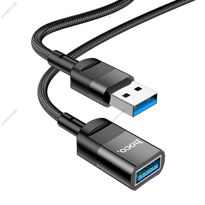 USB Подовжувач HOCO U107 USB-to-USB charging data sync extension cable USB3.0/3A/1,2m. Чорний