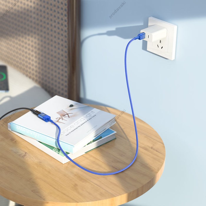 USB Подовжувач HOCO U107 USB-to-USB charging data sync extension cable USB3.0/3A/1,2m. Blue