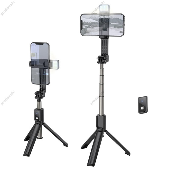 Монопод-трипод HOCO K15 Treasure aluminum alloy fill light live broadcast 0.8m Black