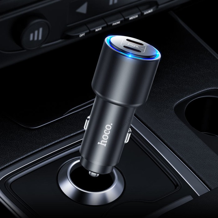 Автомобільний зарядний пристрій Hoco NZ3 Clear way dual port PD Car charger 40W Black