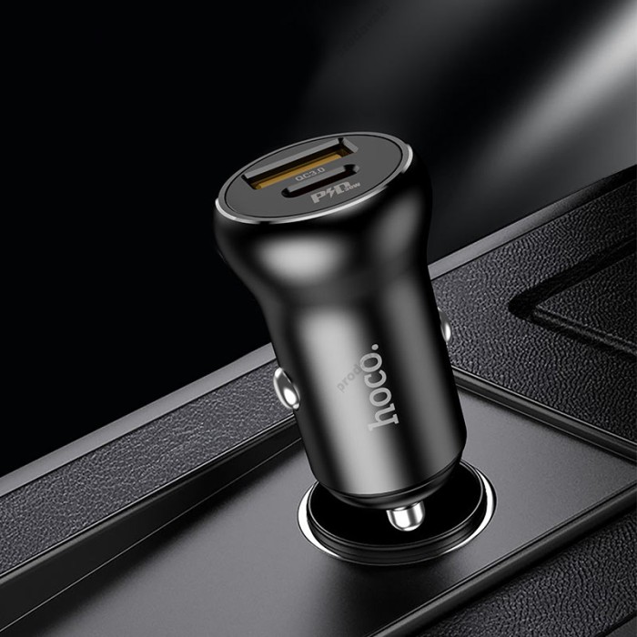 Автомобільний зарядний пристрій Hoco NZ5 Smooth road car charger 30W Black