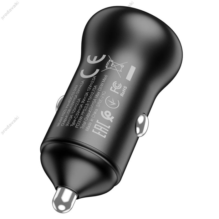 Автомобільний зарядний пристрій Hoco NZ5 Smooth road car charger 30W Black