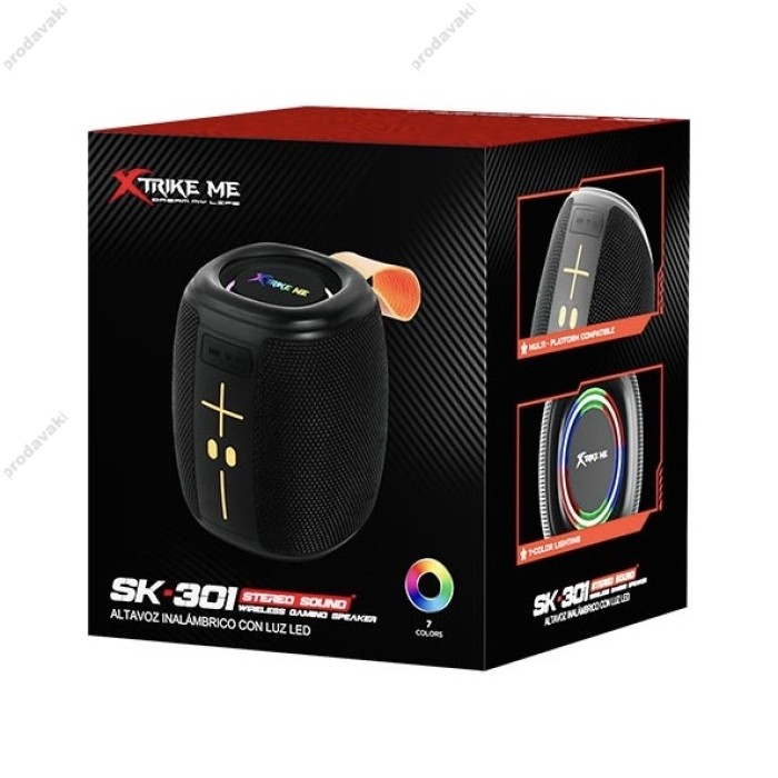 Портативна колонка Bluetooth XTRIKE ME SK-301 Bluetooth Speaker RGB 8W Black