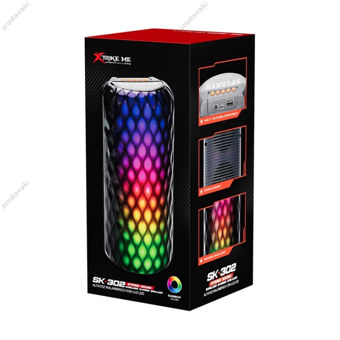 Портативна колонка Bluetooth XTRIKE ME SK-302 Bluetooth Speaker RGB 10W Black