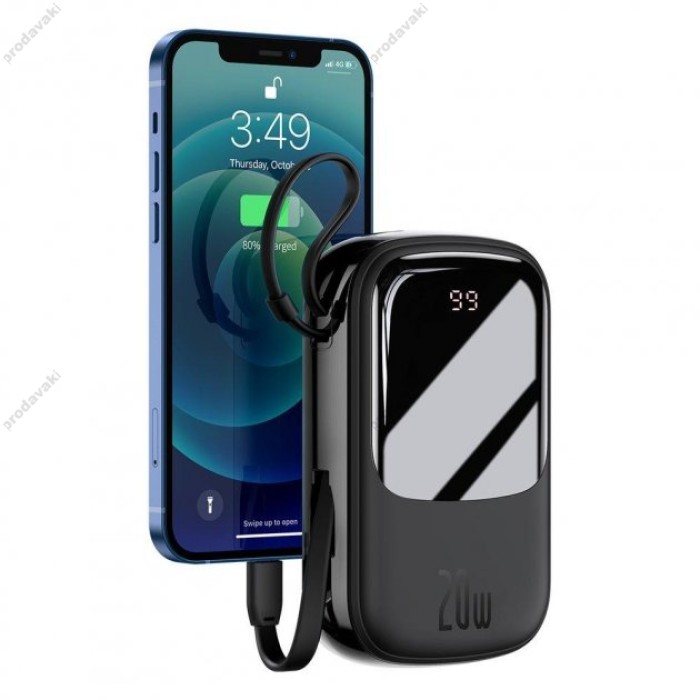 Повербанк портативний акумулятор Power bank Baseus Qpow (With lightning Cable) 20000 mAh Black PPQD060201
