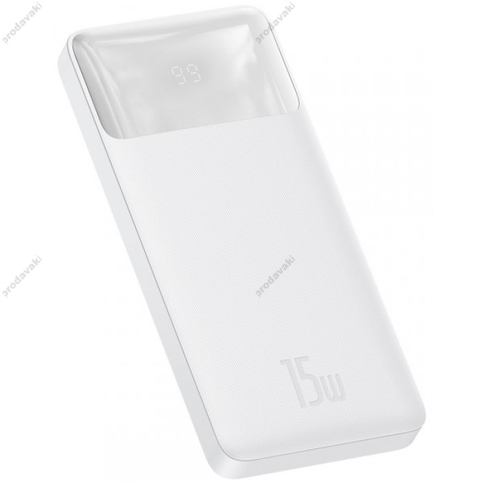 Повербанк портативний акумулятор Power Bank Baseus Bipow Digital 15W 10000 mAh White PPBD050002
