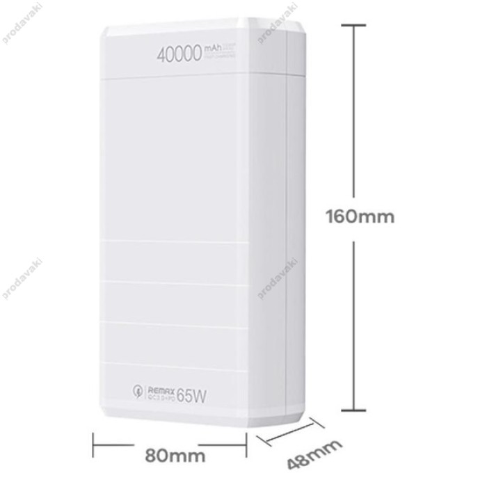 Повербанк портативний акумулятор Power bank Remax RPP-310 PD 65W 40000 mAh White