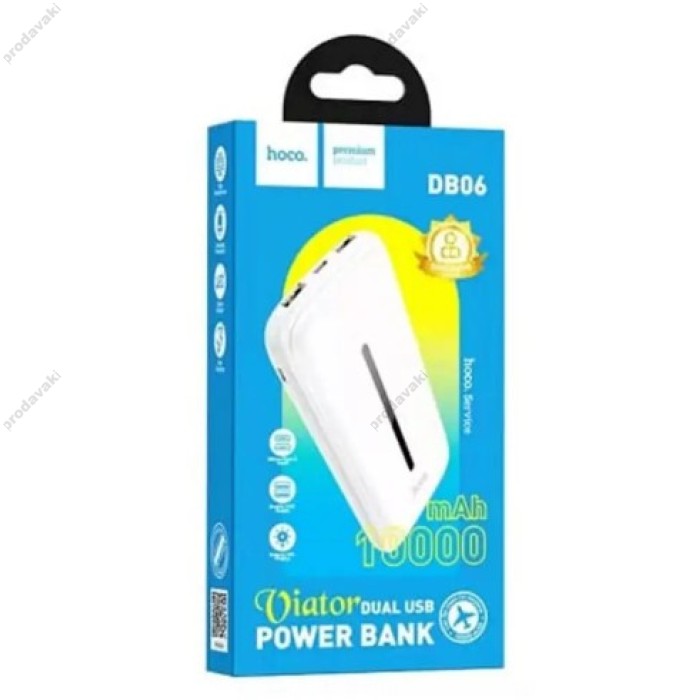 Повербанк портативний акумулятор Power Bank Hoco DB06 Viator 10000 mAh White