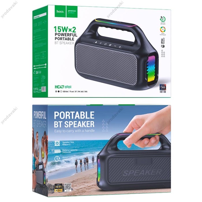 Портативна колонка Bluetooth HOCO HC47 Delight BT speaker BT6.0/USB/TF/AUX TWS/FM 30W Black