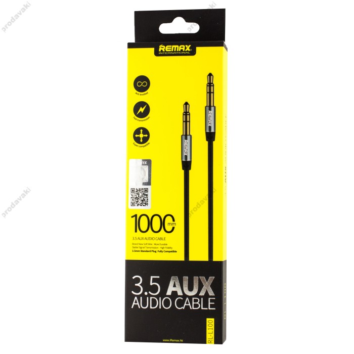 Кабель Remax AUX RL-L100 3.5" 1,0 м чорний