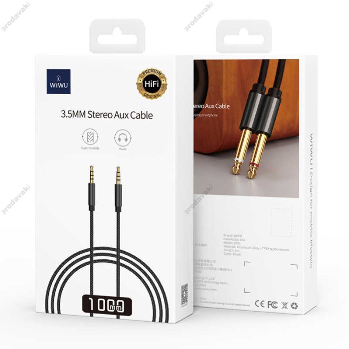 Аудіокабель WiWU YP01 AUX 3,5mm Audio Cable (Black)
