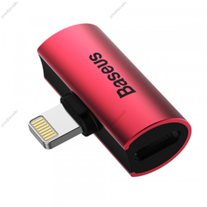 AUX-адаптер Baseus iP Male to Dual iP Female Adapter L46 Red-black CAL46-91