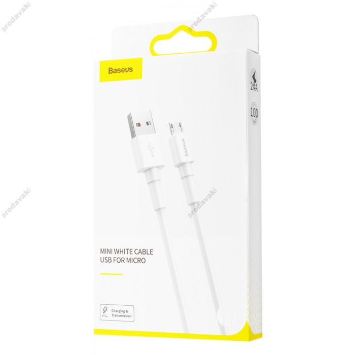 Кабель USB Baseus microUSB Mini White 2.4A 1m білий