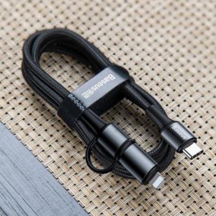 Кабель Baseus twins 2 in 1 cable Type-C to Type-C 60W (20V/3A)+iP(5V/2A) 1m Black (CATLYW-01)