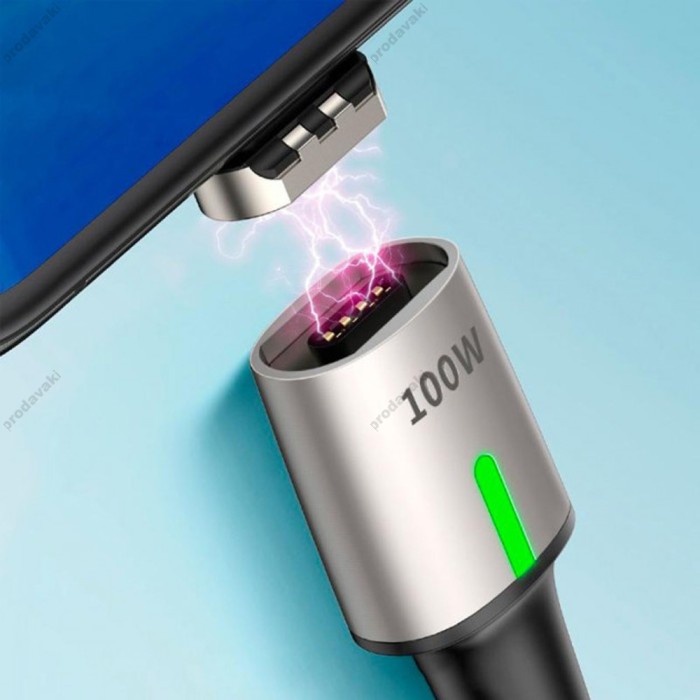 Кабель USB Baseus Zinc Magnetic Type-C 100W 20V 5A 1.2m чорний