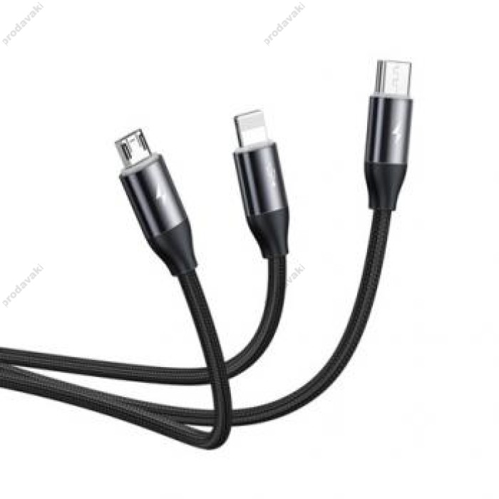 Кабель Baseus Car Co-sharing Cable USB M+L+T 3.5A 1m (CAMLT-FX01, CAMLT-FX09)