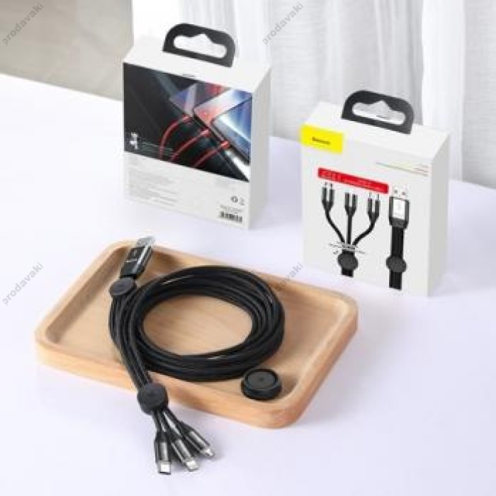 Кабель Baseus Car Co-sharing Cable USB M+L+T 3.5A 1m (CAMLT-FX01, CAMLT-FX09)