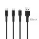 Кабель HOCO U31 Benay 3-in-1 з'єднувальний кабель (Lightning+Micro+Type-C) 2,4A/1,2m. Black