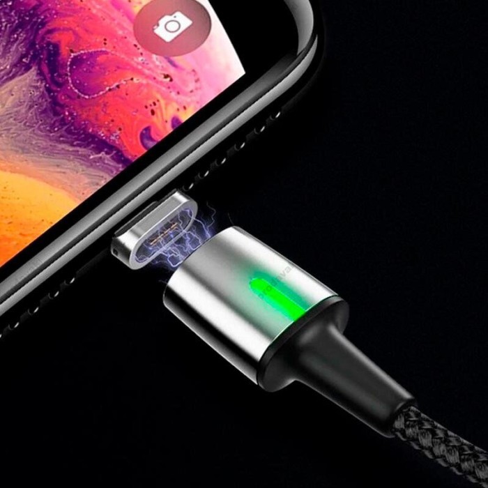 Кабель USB Baseus Lightning Zinc Magnetic 2.4A 1m чорний