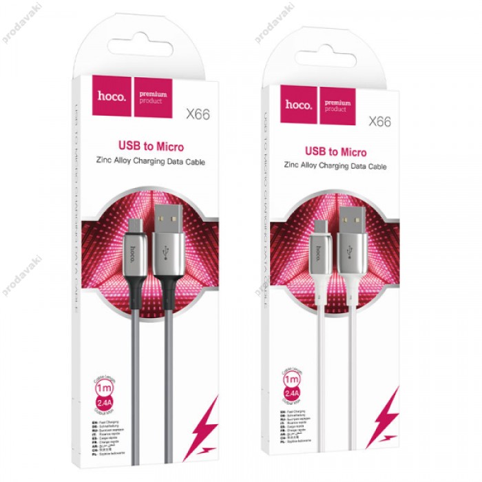 Кабель HOCO X66 Howdy Charging Data Cable for Micro 1m. Gray