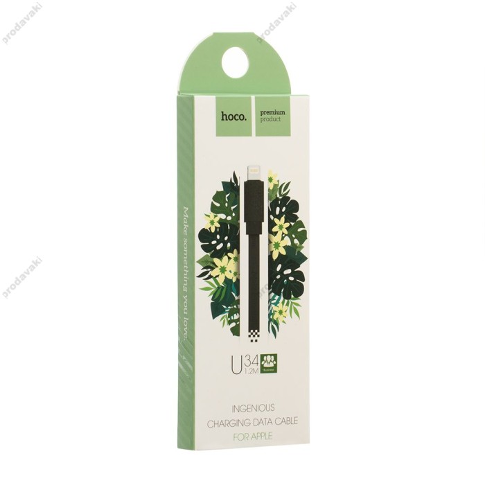 Кабель USB Hoco U34 LingYing Lightning (1.2m) чорний