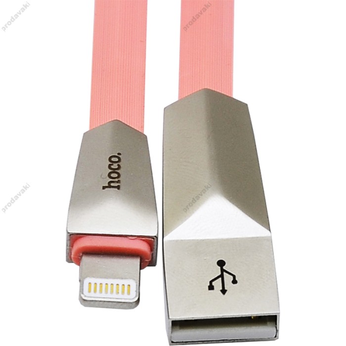 Кабель iPhone Hoco X4 Zinc Alloy Rhombic Lightning cable (1.2 m) рожевий