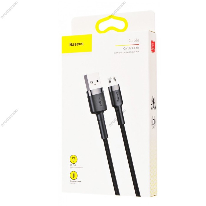 Кабель USB Baseus Cafule microUSB 2A 3m чорно-сірий