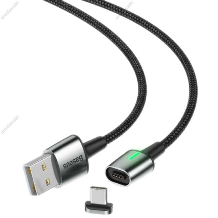 Кабель USB Baseus Zinc Magnetic Type-C 3A 1m чорний