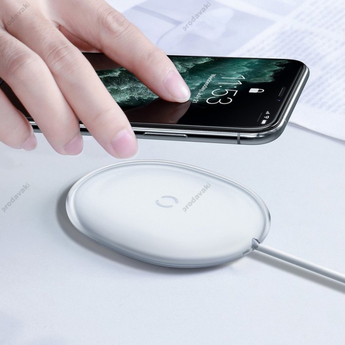 Бездротовий зарядний пристрій Baseus Jelly Wireless Charger 15W Білий