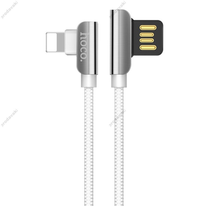 Кабель USB Hoco U42 Lightning exquisite steel 1m білий