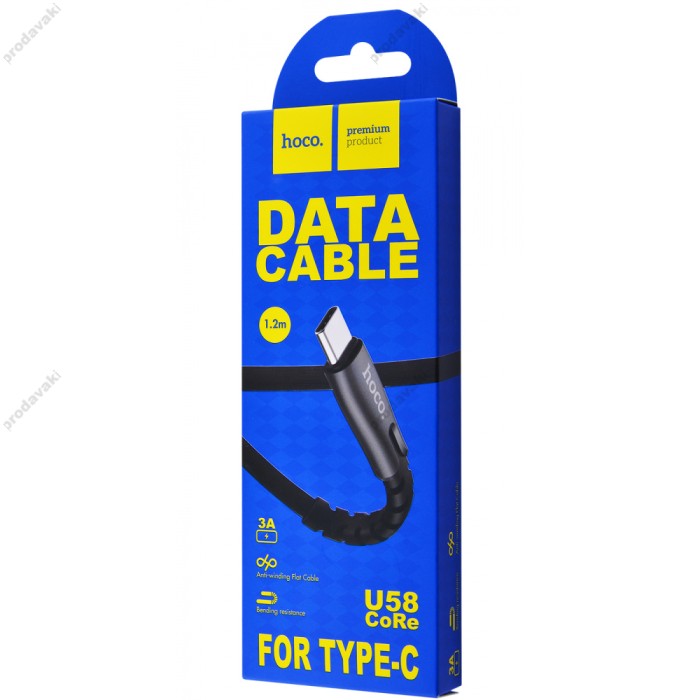 Кабель Hoco U58 Core Data Cable USB to Type-C 2.4A 1.2m Black