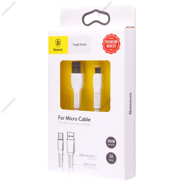Кабель Baseus Tough Series micro USB 2.0A 1m білий