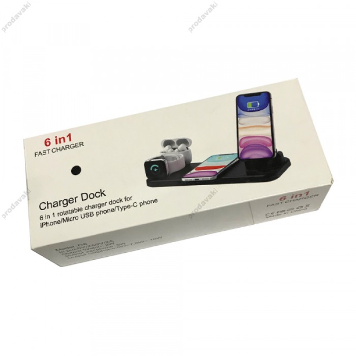 Зарядний пристрій 6 IN1 (Micro, Lightning, Type-C) FAST CHARGER White